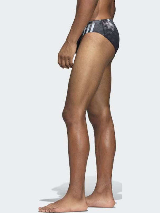 Pro 3-Stripes Ανδρικό Μαγιό Slip Black / Ash Grey με Σχέδια