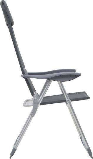 vidaXL Chair Beach Aluminium Gray 58x69x111cm Set of 2pcs