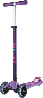 Micro Kinderroller Klappbar Maxi Deluxe Led 3-Rad für 5+ Jahre Lila