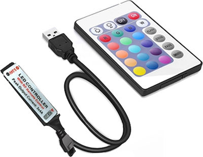 Rezistentă la apă Bandă LED Alimentare USB (5V) RGB Lungime 2m și 60 LED-uri pe Metru Set cu Telecomandă și Alimentare SMD5050