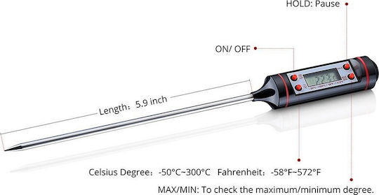 Digital Cooking Thermometer with Probe -50°C / +300°C Black