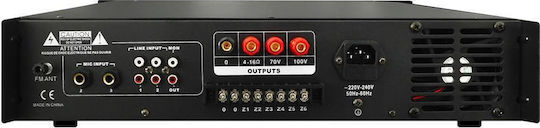 Audio Master AV300USB Commercial Power Amplifier 6 Zone 300W/100V with Cooling System Equipped with USB/FM/Bluetooth Black