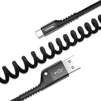 Baseus Fish Eye Spiral USB 2.0 Cable USB-C male - USB-A male Black 1m (CATSR-01)