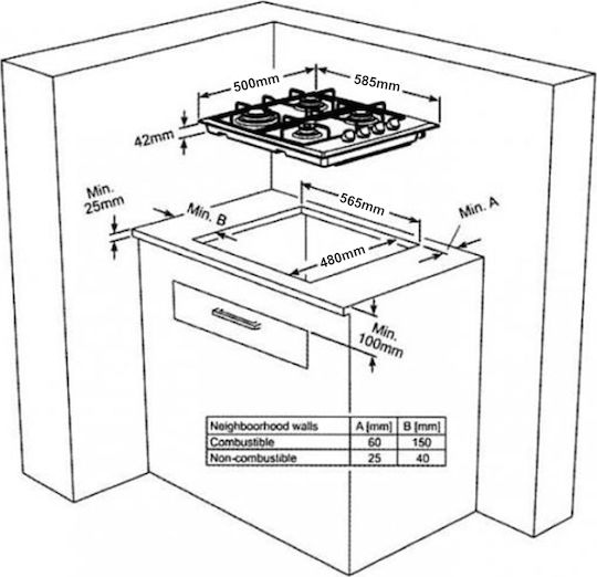 MultiHome LX-412BF Εστία Υγραερίου & Ρεύματος Αυτόνομη Inox 58.5x50εκ. Ασημί