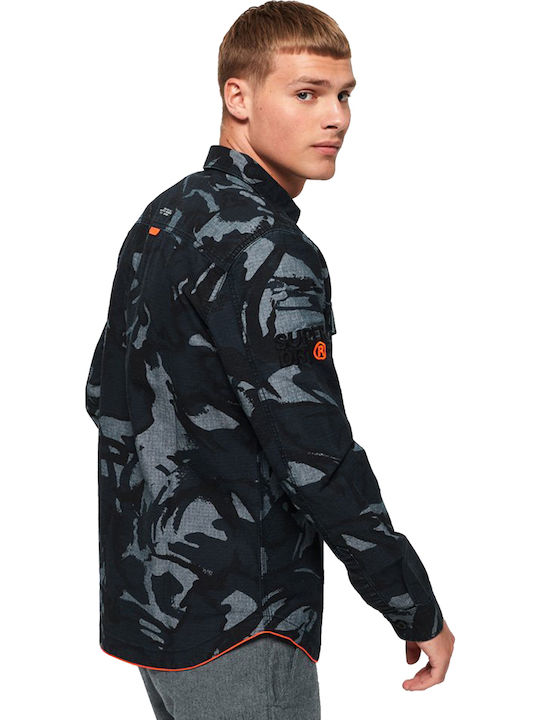 Superdry Military Storm Men's Shirt Long Sleeve Cotton Camo Multicolour