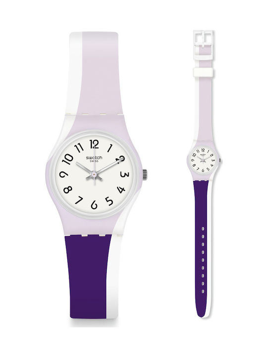 Swatch Purpletwist Γυναικείο Ρολόι 34mm Μπαταρίας με Μωβ Καουτσούκ Λουράκι