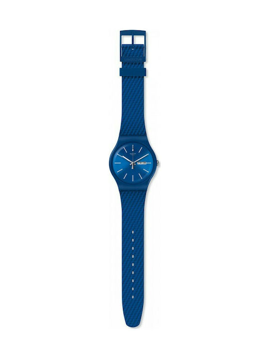 Swatch Bricablue Watch with Blue Rubber Strap