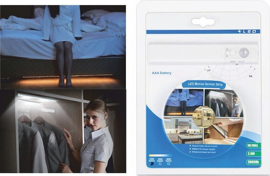 Cubalux Ταινία LED Μπαταρίας Φυσικό Λευκό Φως 1m Τύπου SMD2835 με Αισθητήρα Κίνησης & Τροφοδοτικό