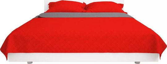 vidaXL Coverlet Single from Polyester Red Grey 170x210cm