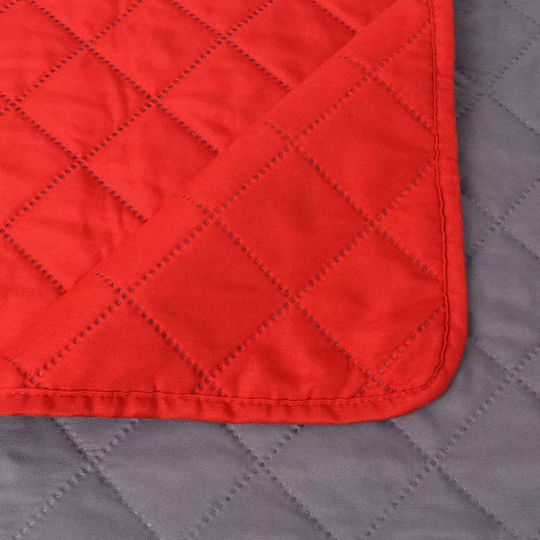 vidaXL Coverlet Single from Polyester Red Grey 170x210cm
