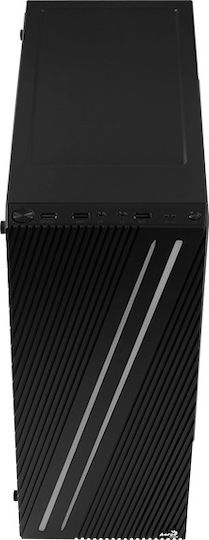 Aerocool Streak Gaming Midi Tower Κουτί Υπολογιστή με Πλαϊνό Παράθυρο και RGB Φωτισμό Μαύρο