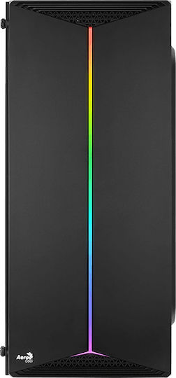 Aerocool Split Gaming Midi Tower Κουτί Υπολογιστή με Πλαϊνό Παράθυρο και RGB Φωτισμό Μαύρο