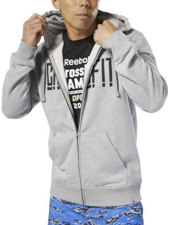 Reebok Crossfit Men's Sweatshirt Jacket with Hood and Pockets Medium Grey Heather