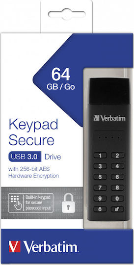 Verbatim Keypad Secure 64GB USB 3.2 Стик Черен