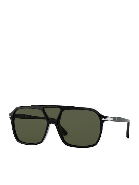 Persol Мъжки Слънчеви очила с Черен Рамка и Зелен Поляризирани Леща