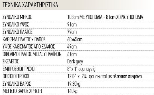 Vita Orthopaedics Αμαξίδιο Bariatric Steel 60cm Αναπηρικό Αμαξίδιο 12" Πτυσσόμενο Απλού Τύπου 60cm 09-2-106