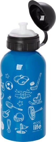 Ecolife Kids Water Bottle Stainless Steel with Pop-Up Cap Light Blue 500ml