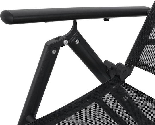 vidaXL Foldable Aluminum Beach Sunbed Black 178x63.5x96cm