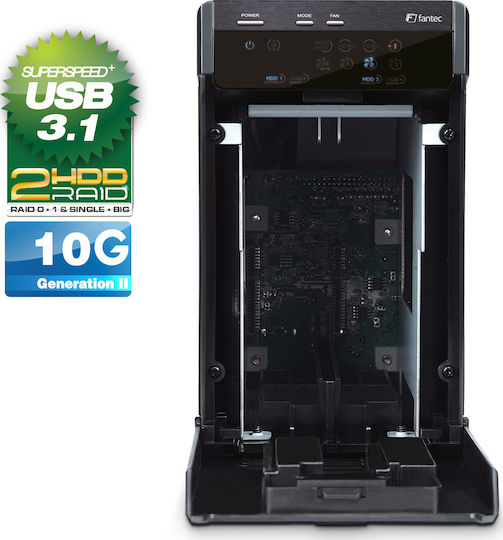 Fantec QB-X2U31R Case for 2 Hard Drives 3.5" SATA III with Connection USB 3.1 Type-C