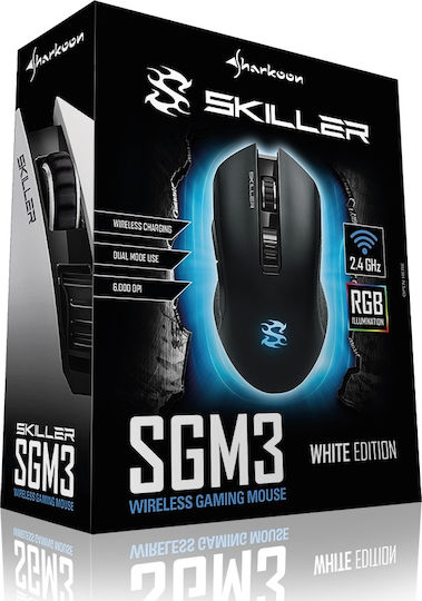 Sharkoon Skiller SGM3 Ασύρματο RGB Gaming Ποντίκι 6000 DPI Λευκό