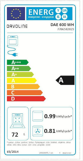 Davoline DAE 600 W Herd 72Es mit Emailkochfeldern B60cm. White