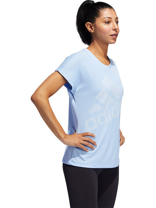 Adidas Badge Of Sport Women's Athletic T-shirt Fast Drying Polka Dot Ciel