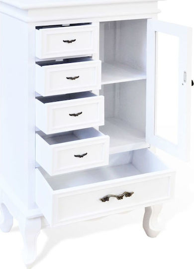 Living Room Display Cabinet Made of Wood with Glass White 53x30.5x95.5cm