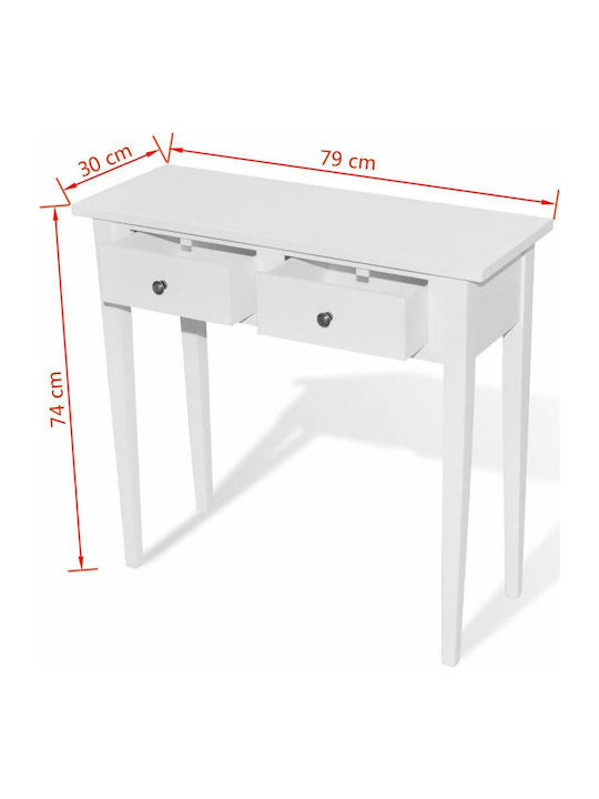 Bodenstehende Schminktisch für Schlafzimmer Holz Weiß 79x30x74cm