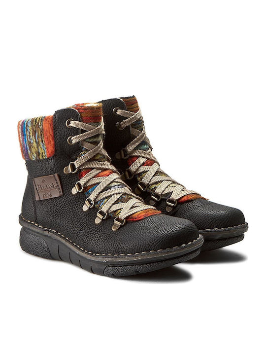 Leder Stiefeletten Damen Schwarz