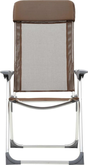 vidaXL Folding Camping Chairs Καρέκλα Παραλίας Αλουμινίου Καφέ Σετ 4τμχ