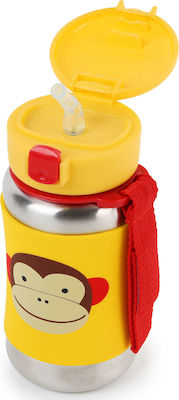 Skip Hop Zoo Kinder Trinkflasche Rostfreier Stahl mit Strohhalm Gelb 350ml