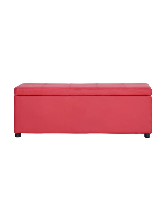 Taburet Cu Spațiu De Depozitare Tapițat Cu Piele Sintetică Roșie 116x38x43cm