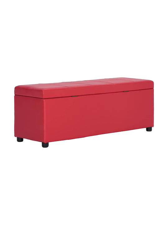 Taburet Cu Spațiu De Depozitare Tapițat Cu Piele Sintetică Roșie 116x38x43cm