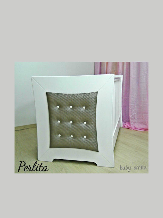Baby Smile Pătuț Bebeluși Perlita Alb și gri pentru Saltea 70x140cm