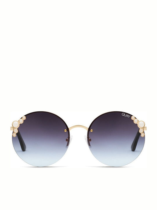 Quay Australia Im Rich Sunglasses Χρυσά with Metal Frame & Blue Lens Quay Australia Im Rich Sunglasses Χρυσά with Metal Frame & Blue Lens