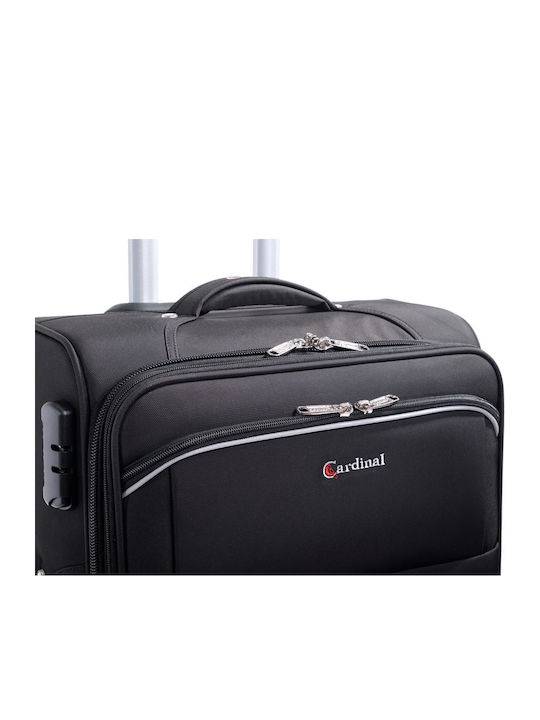 Cardinal Medium Fabric Black Travel Suitcase with 4 Wheels Height 60cm
