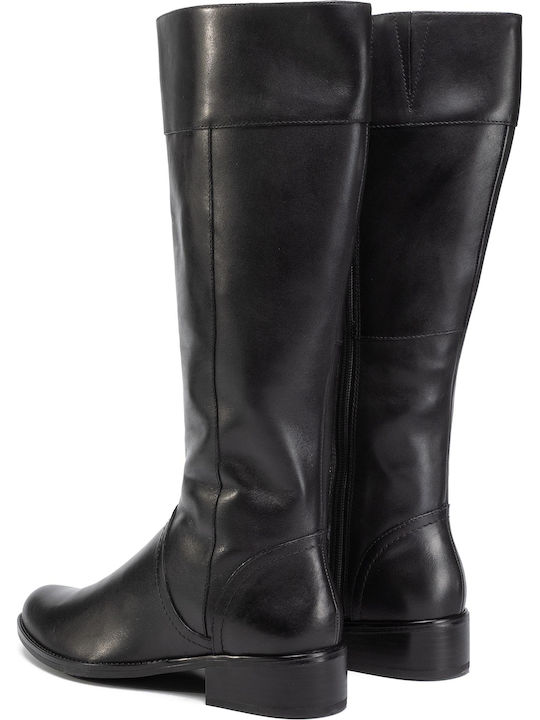 Leather Riding Boots with Zipper Black 9-25511-23 022