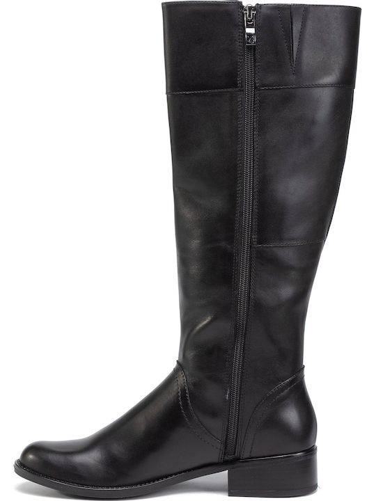 Leather Riding Boots with Zipper Black 9-25511-23 022
