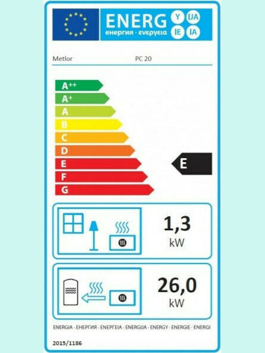 Metlor PC 20/CS Ενεργειακό Τζάκι Ξύλου Καλοριφέρ 27.3kW Ίσιο με Ανοιγόμενη Πόρτα Ανοιχτού Δοχείου