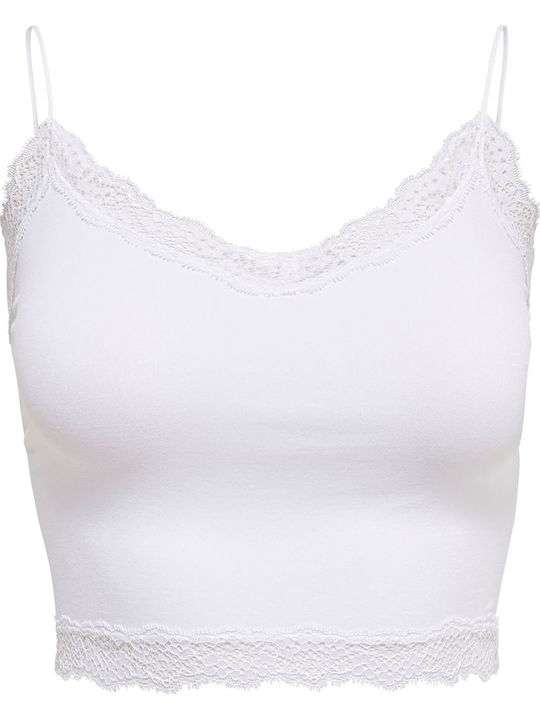 Only Damen Sommerliches Crop Top mit Trägern Weiß