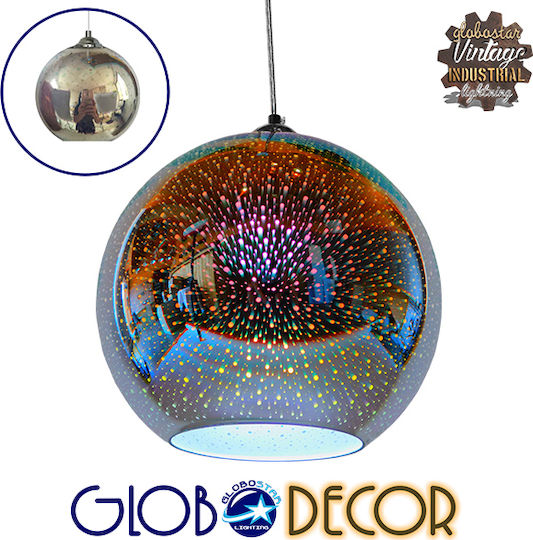 GloboStar Earth Висящо Осветително Тяло Сребрист с Цокъл E27 30x26.5см.