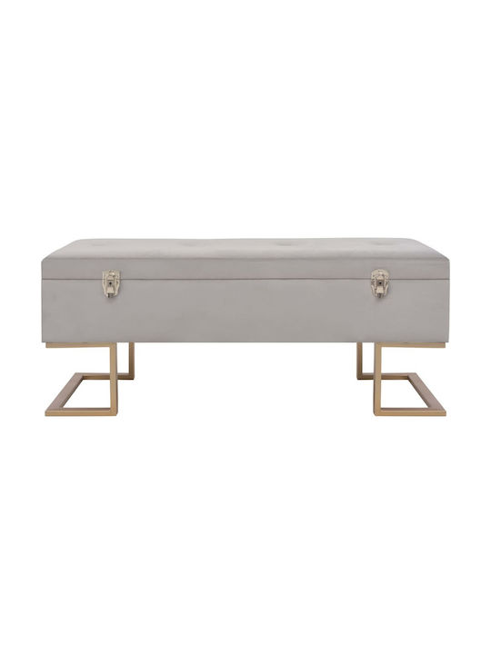 Stool Bench Stool With Storage Space Upholstered with Velvet Grey 105x40x44cm