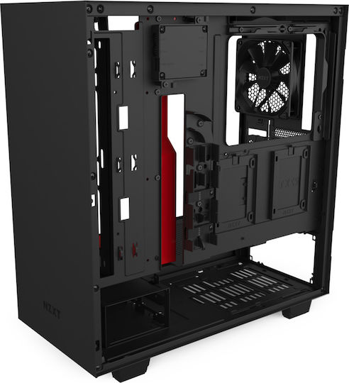 NZXT H510i Gaming Midi Tower Computer Case with Side Window and RGB Lighting Red