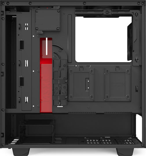 NZXT H510i Gaming Midi Tower Computer Case with Side Window and RGB Lighting Red