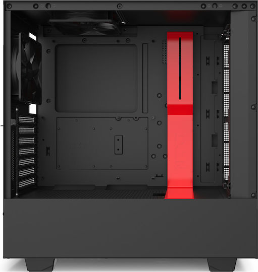 NZXT H510i Gaming Midi Tower Computer Case with Side Window and RGB Lighting Red