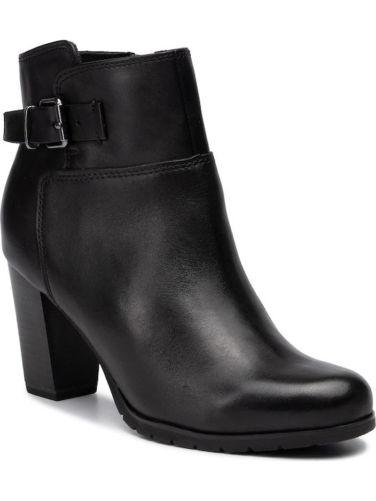 Marco Tozzi Leather Women's Ankle Boots with Fur Black