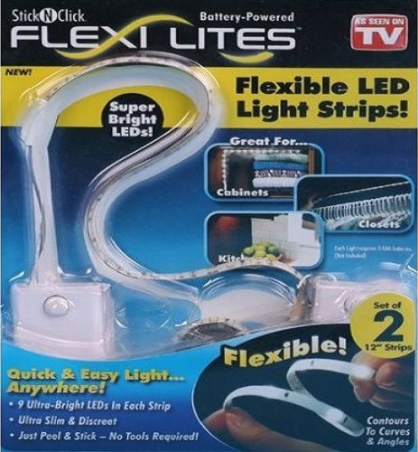 LED Leuchte für Schränke mit Batteriebetrieben, Lichtsensor und Klebebefestigung Flexi Lites 2Stück