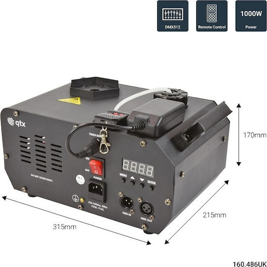QTX Sound Flare-1000 Μηχανή Καπνού LED 1000W με Ασύρματο / Ενσύρματο Χειριστήριο και Δυνατότητα Σύνδεσης με Κονσόλα Φωτισμού
