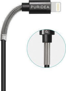 Puridea L18 Regular / Oțel inoxidabil USB-A la Cablu Lightning Negru 0.2m (N38258)