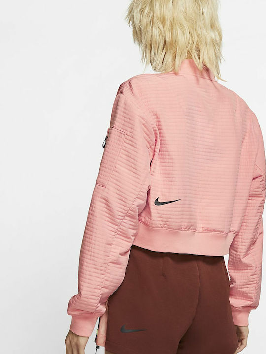 Nike Tech Pack Κοντό Γυναικείο Bomber Jacket Ροζ
